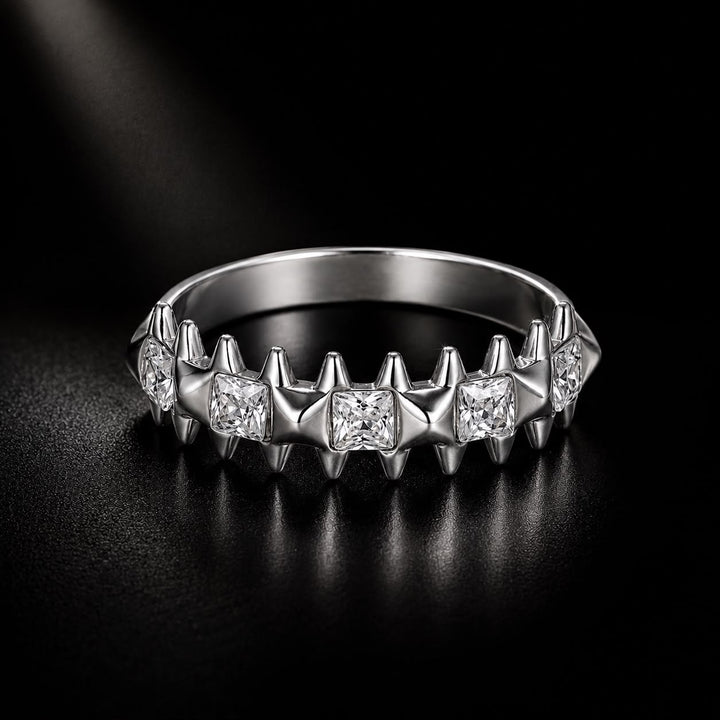 925 Sterling Silver 0.24cm White Gold Plated Ring with CZ for Women Size 6