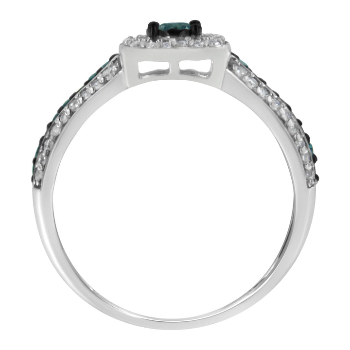 .925 Sterling Silver Treated Blue Miracle-Set Diamond Engagement Ring (1/2 Cttw, J-K Color, I1-I2 Clarity) - Size 6