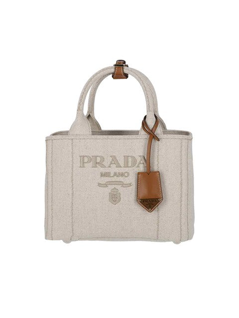 Prada Women Small Logo Tote Bag