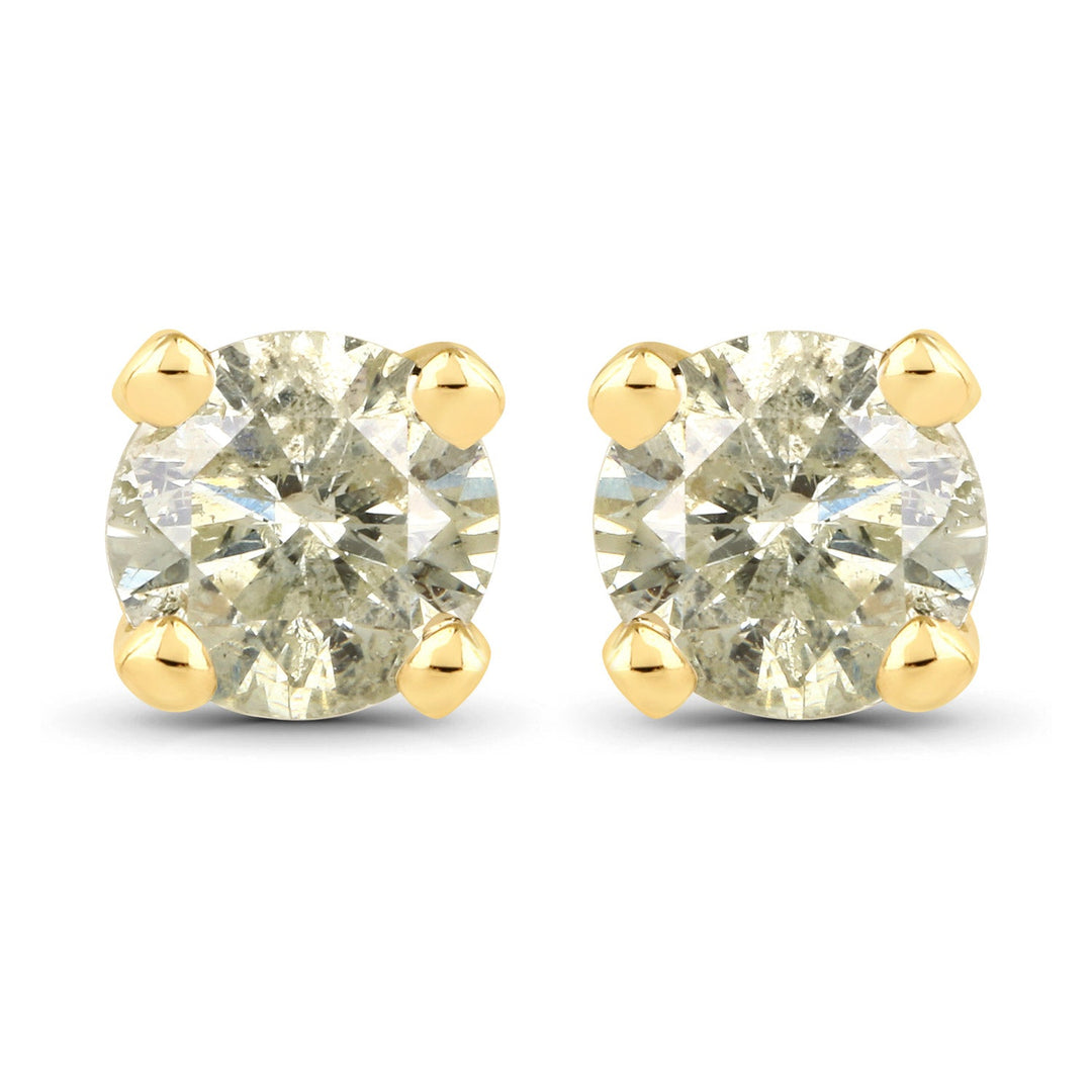 0.92 Carat Genuine LB Diamond 14K Yellow Gold Earrings