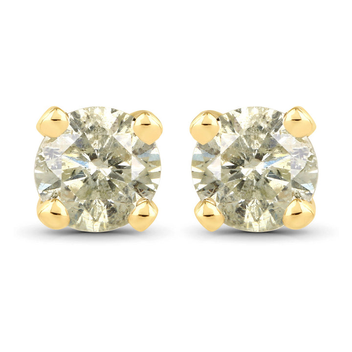 0.92 Carat Genuine LB Diamond 14K Yellow Gold Earrings