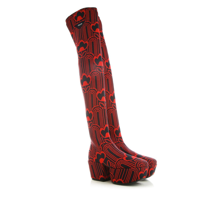 Prada Jaquard Embroidered Boots Women
