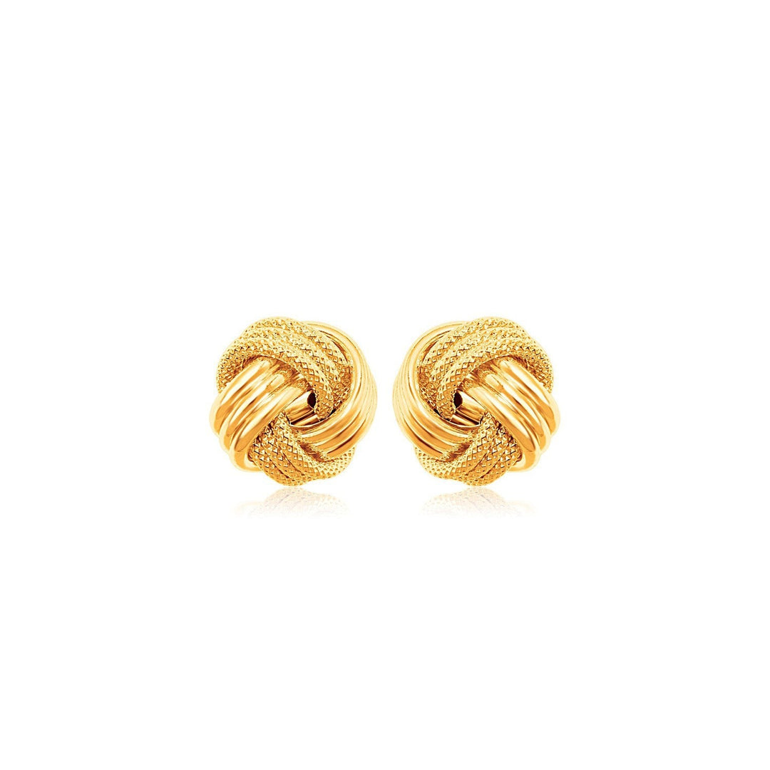 10k Yellow Gold Love Knot with Ridge Texture Earrings