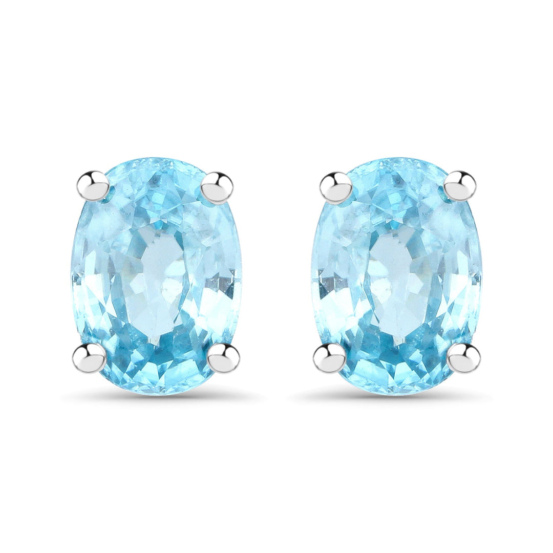 2.40 Carat Genuine Blue Zircon .925 Sterling Silver Earrings