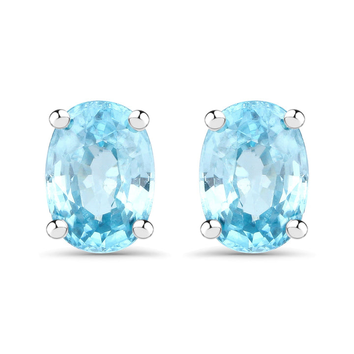 2.40 Carat Genuine Blue Zircon .925 Sterling Silver Earrings