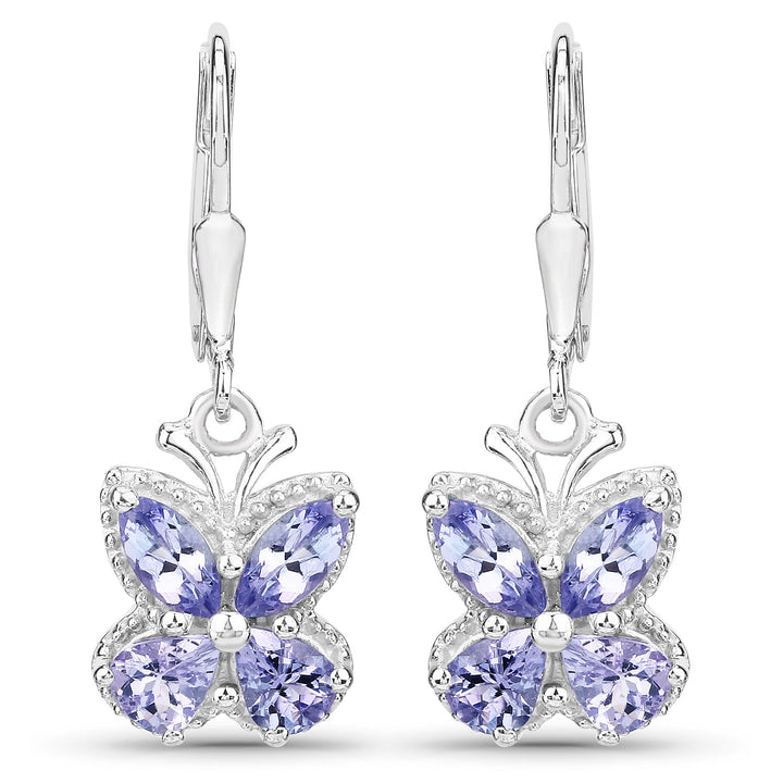 2.08 Carat Genuine Tanzanite .925 Sterling Silver Earrings