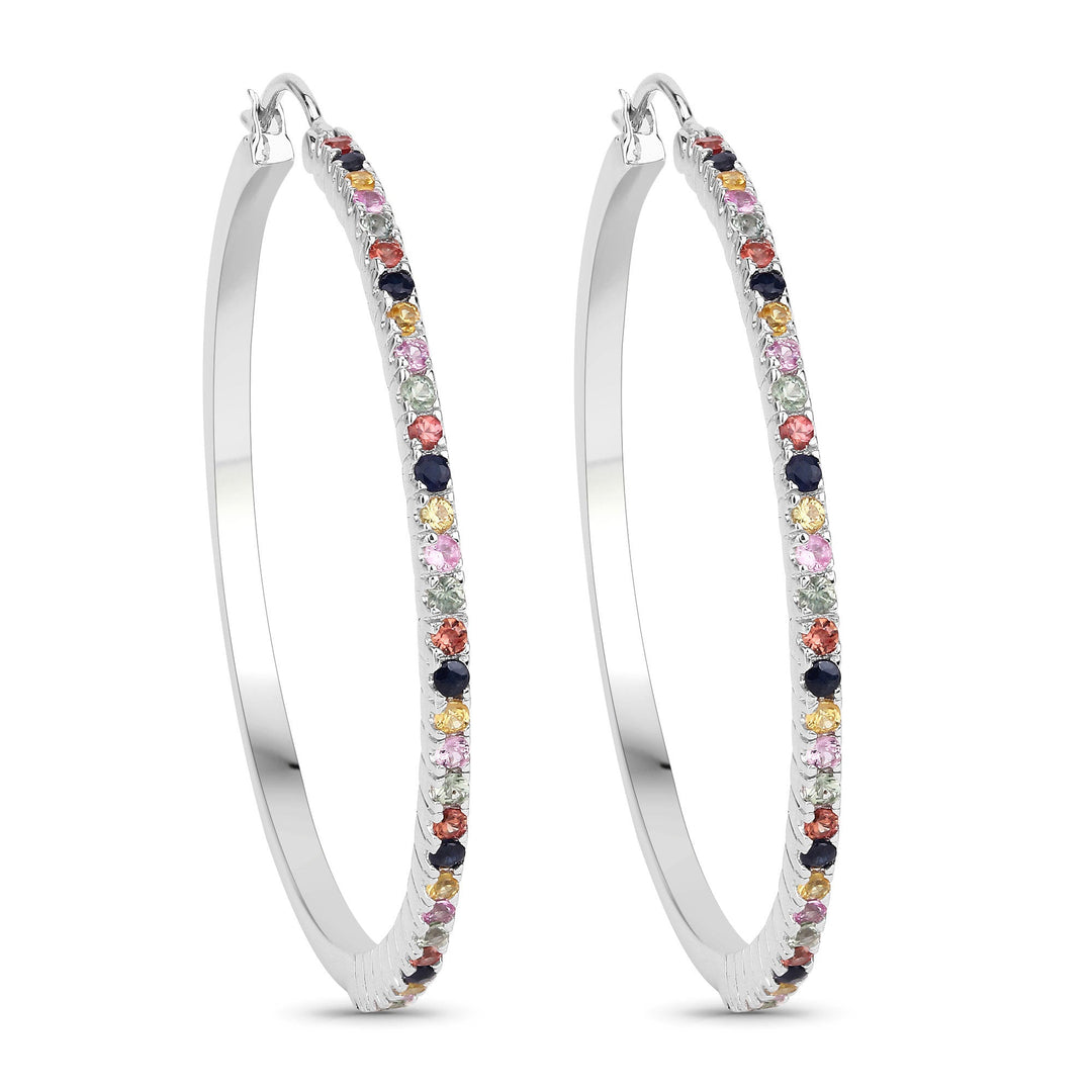 2.24 Carat Genuine Multi Sapphire .925 Sterling Silver Earrings