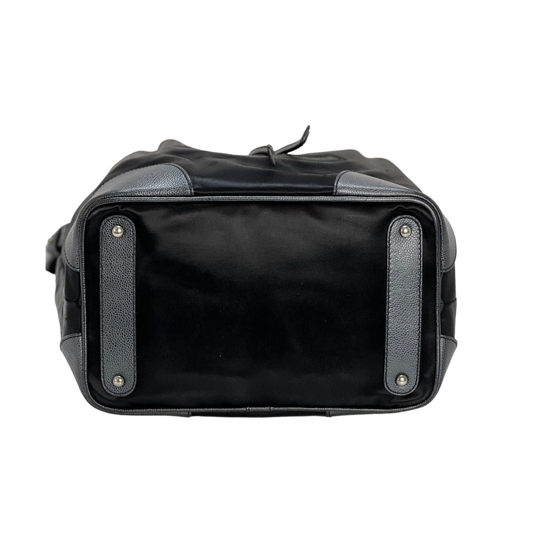 CHANEL Satin CC Large Black Bucket Shouler Bag