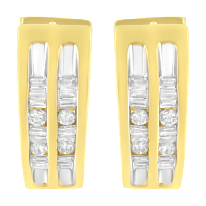 10K Yellow Gold 1/2 cttw Diamond Huggy Heart Hoop Earrings (I-J Clarity, I2-I3 Color)