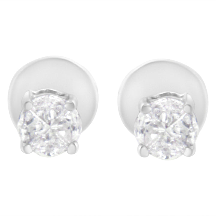 14K White Gold 1/2 Cttw Pie-Cut Diamond Solitaire Stud Earrings (H-I Color, SI1-SI2 Clarity)