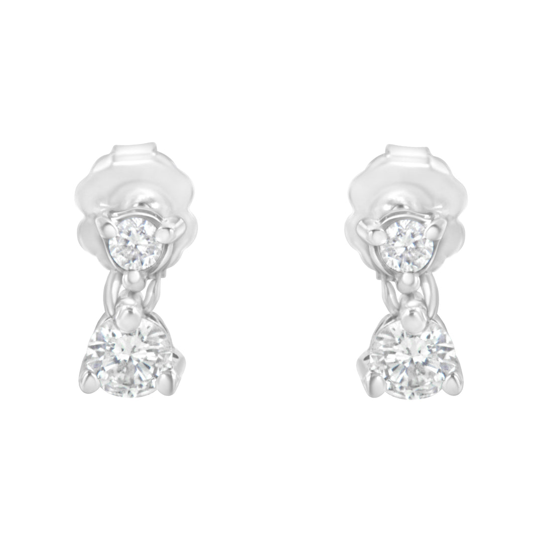 14KT White Gold 1/2 cttw Double Diamond Dangle Stud Earrings (H-I, I1-I2)