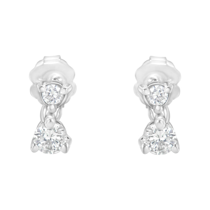 14KT White Gold 1/2 cttw Double Diamond Dangle Stud Earrings (H-I, I1-I2)