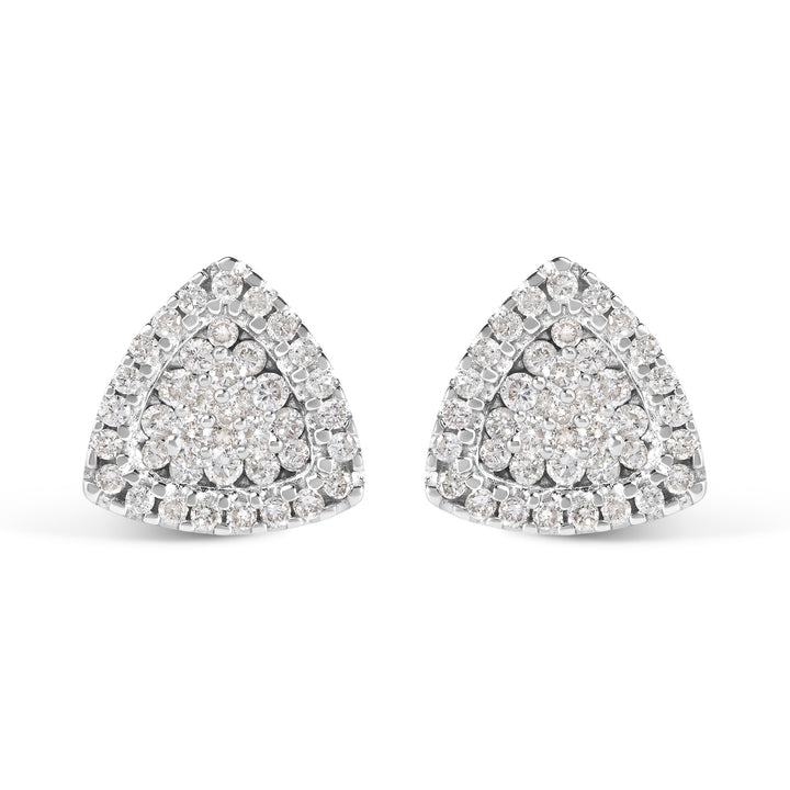 14K White Gold 1/2 cttw Trillion Shaped Diamond Stud Earrings (H-I Clarity, SI2-I1 Color)