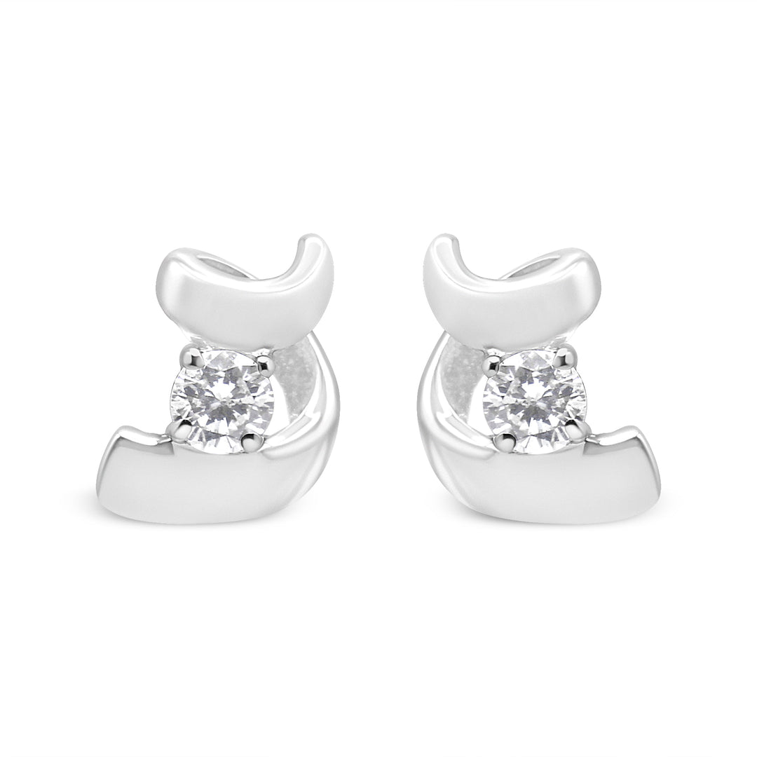 .925 Sterling Silver Round Cut Diamond Fashion Stud Earrings (0.10 cttw, I-J Color, I2-I3 Clarity)