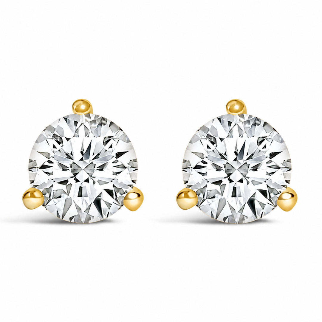 14K White Gold 2.0 Cttw 3-Prong Martini Set Brilliant Round-Cut Solitaire Lab Grown Diamond Screwback Stud Earrings (F-G Color, VS1-VS2 Clarity)
