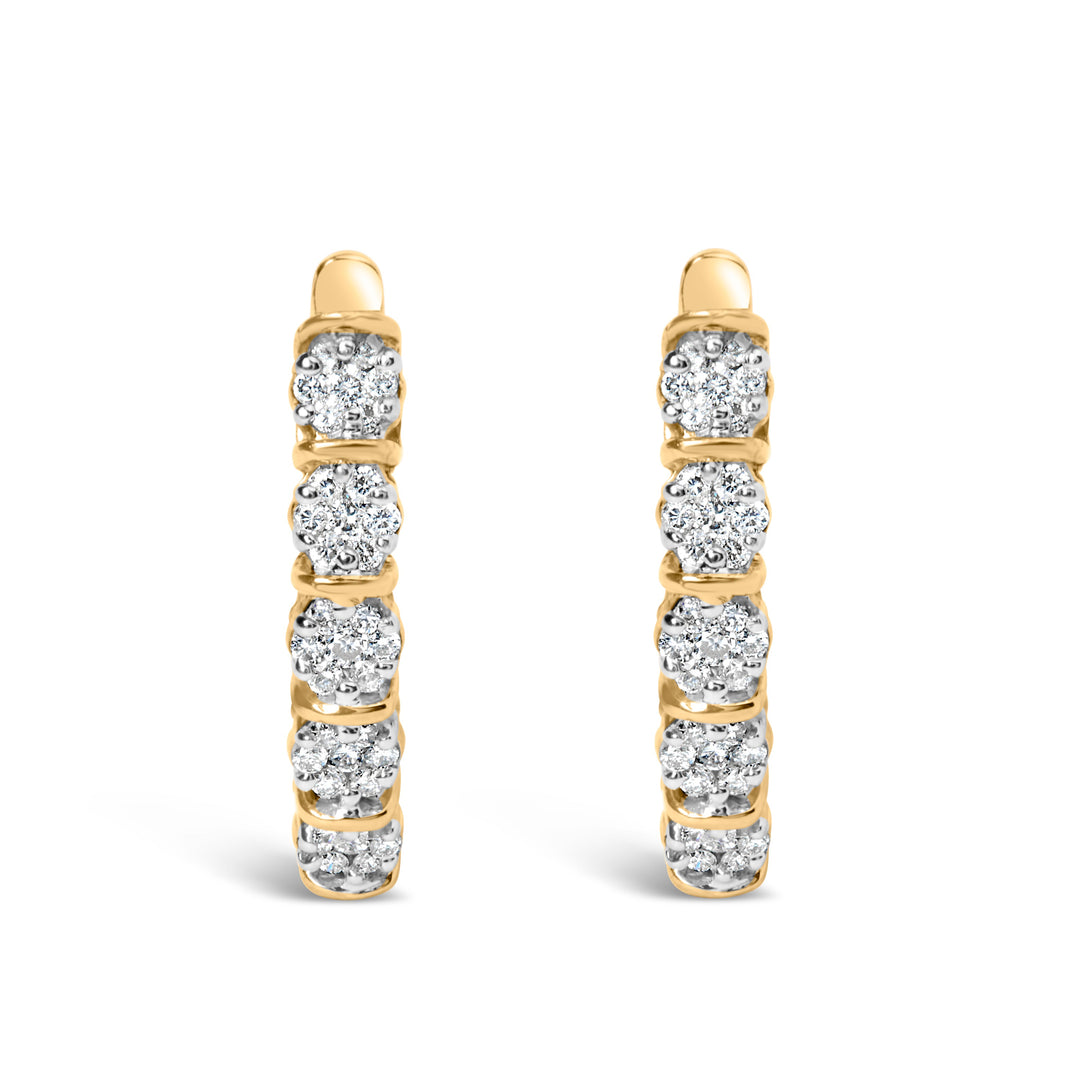 14k Yellow Gold 1/2 Cttw Diamond Cluster Hoop Earrings (H-I Color, SI2-I1 Clarity)