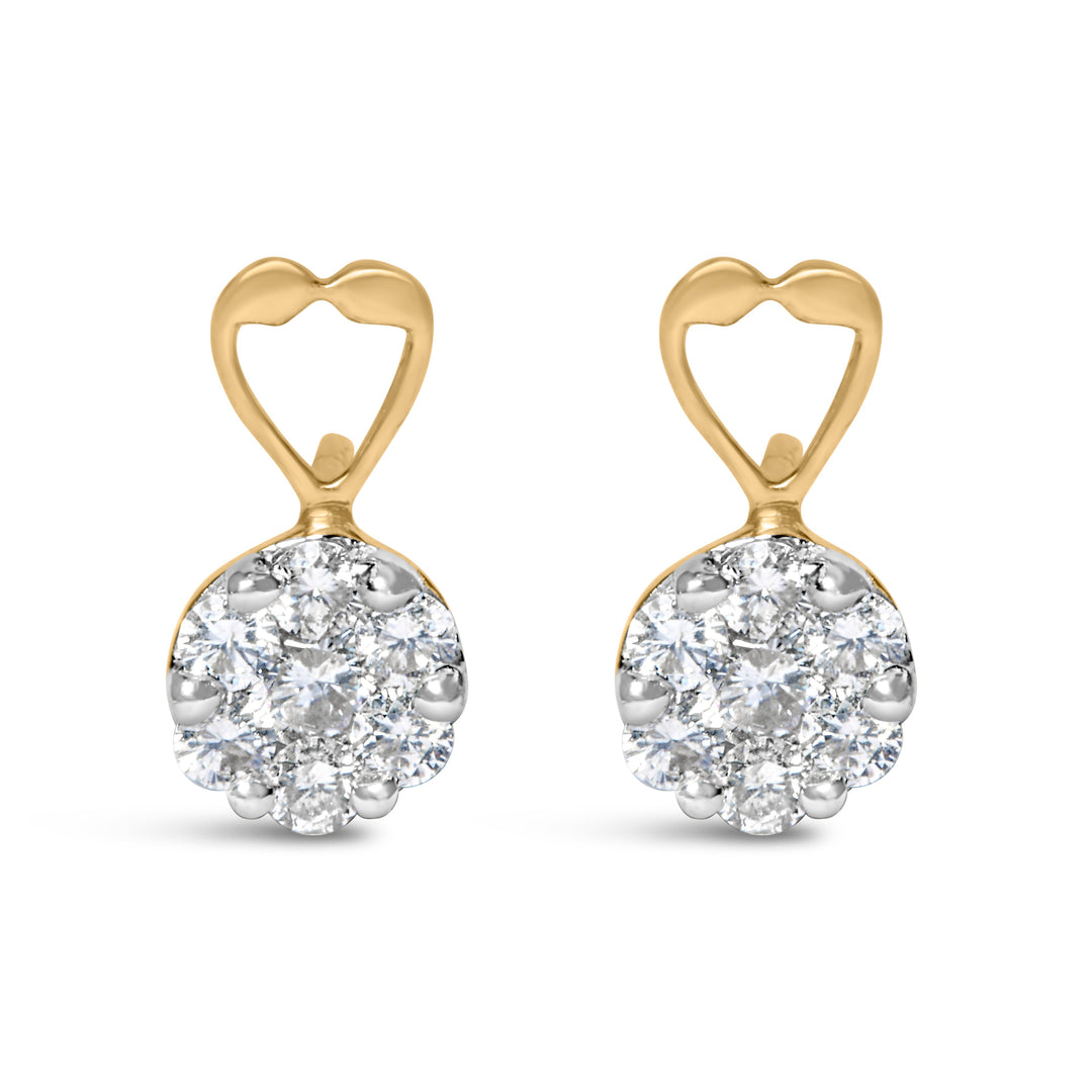 14K Yellow Gold 1ct. TDW Round-cut Diamond Earrings (I-J,SI2-I1)