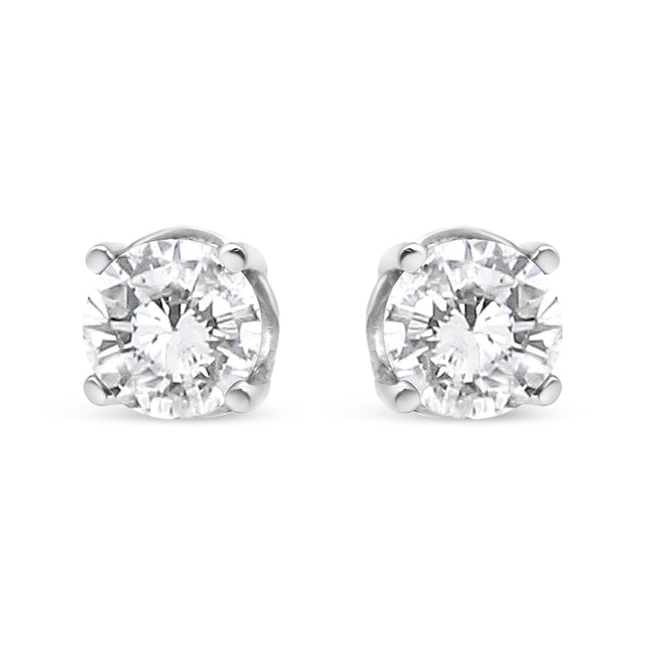 14K White Gold 3/4 Cttw Lab Grown Diamond 4-Prong Classic Stud Earrings (F-G Color, VS2-SI1 Clarity)