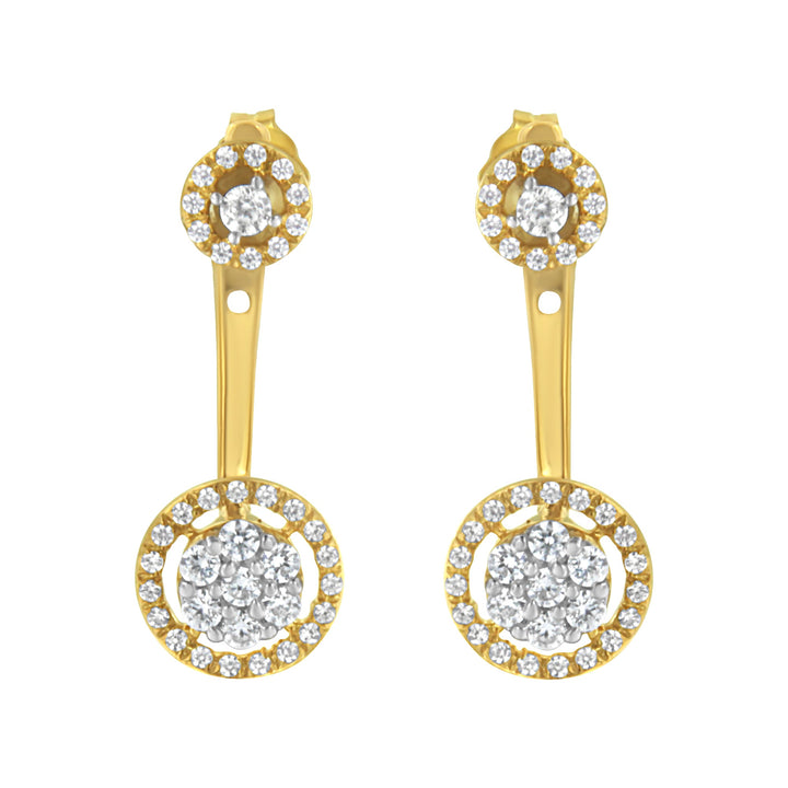 14K Yellow Gold Plated .925 Sterling Silver 5/8 Cttw Diamond Removable Stud and Dangle Earrings (I-J Color, I2-I3)