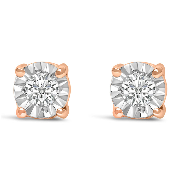.925 Sterling Silver 1/10 Cttw Round Brilliant-Cut Lab Grown Diamond Miracle-Set Stud Earrings (F-G Color, VS1-VS2 Clarity)