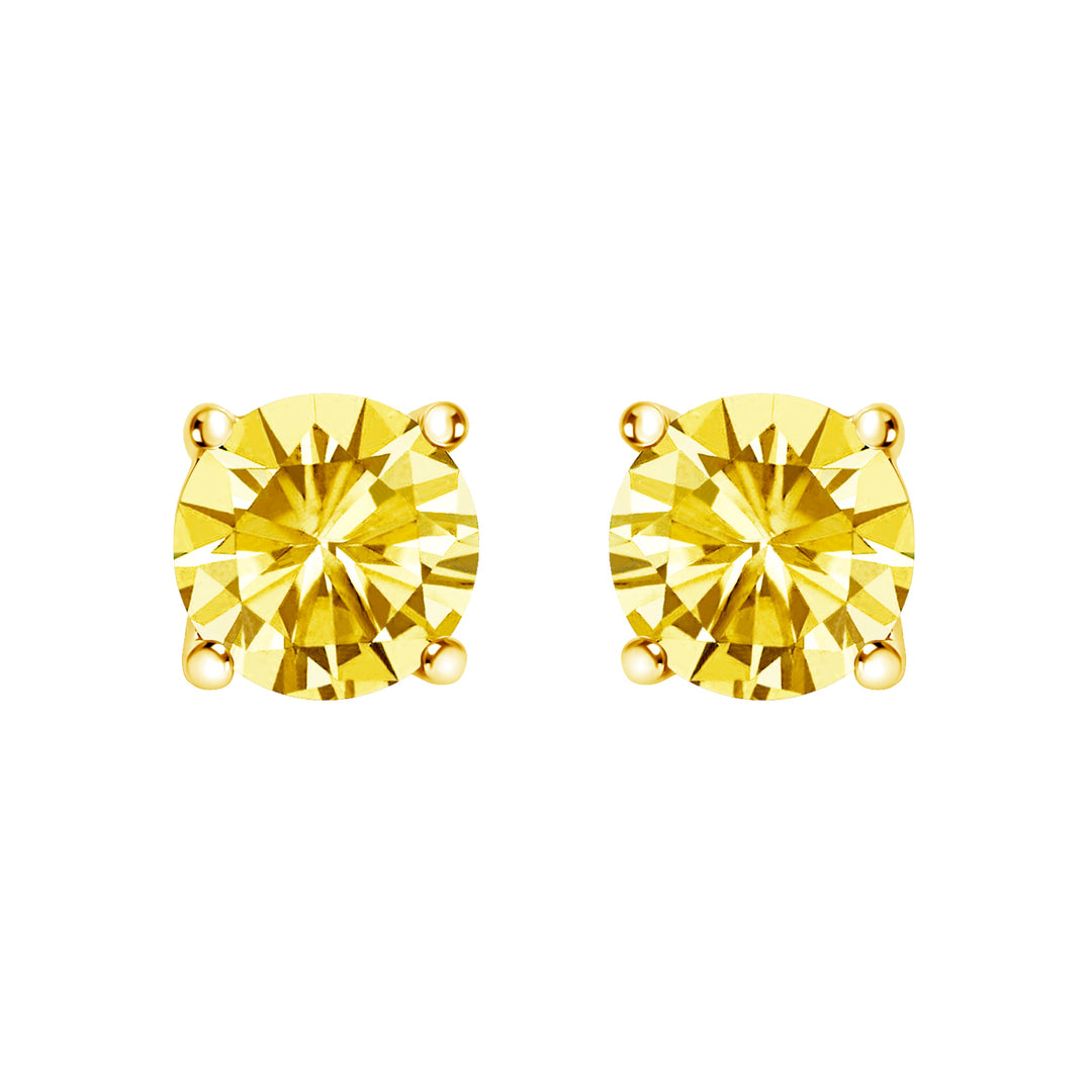 14K White Gold 1.0 Cttw Lab Grown Yellow Diamond Solitaire Stud Earrings (Yellow Color, VS2-SI1 Clarity)