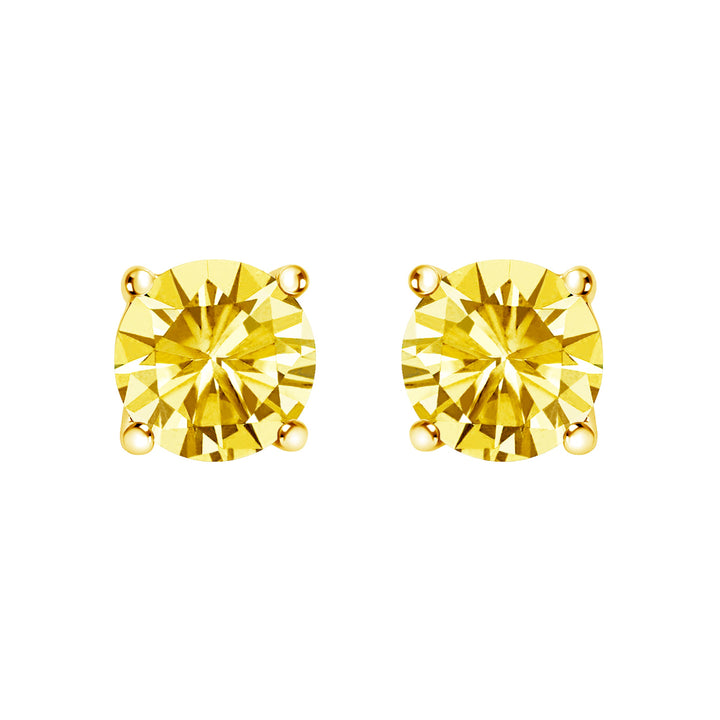 14K White Gold 1.0 Cttw Lab Grown Yellow Diamond Solitaire Stud Earrings (Yellow Color, VS2-SI1 Clarity)