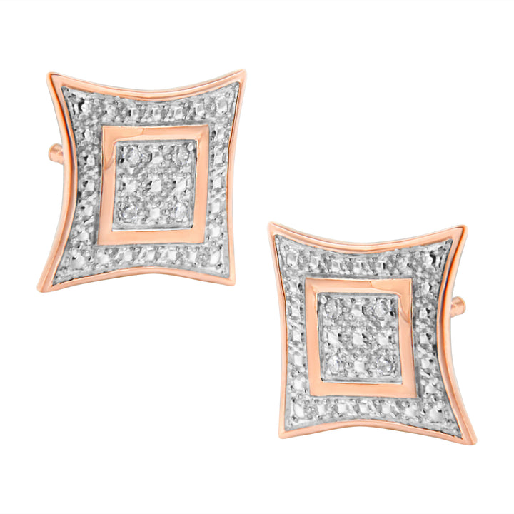 .925 Sterling Silver Diamond Accented 4-Stone Four Pointed Star Shaped Halo-Style Stud Earrings (H-I Color, I2-I3 Clarity)