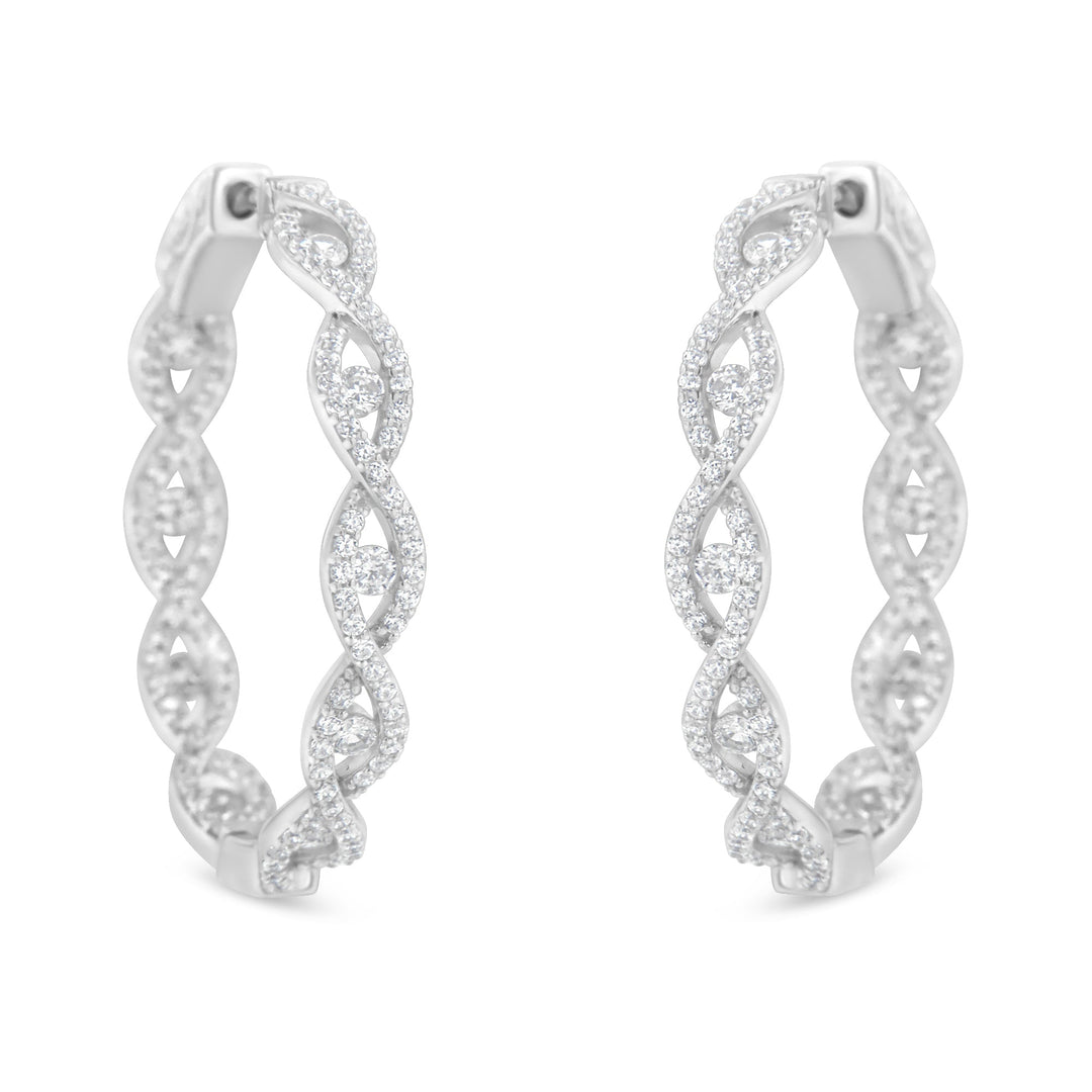 10K White Gold Diamond Hoop Earrings (1 1/2 cttw, H-I Color, I1-I2 Clarity)