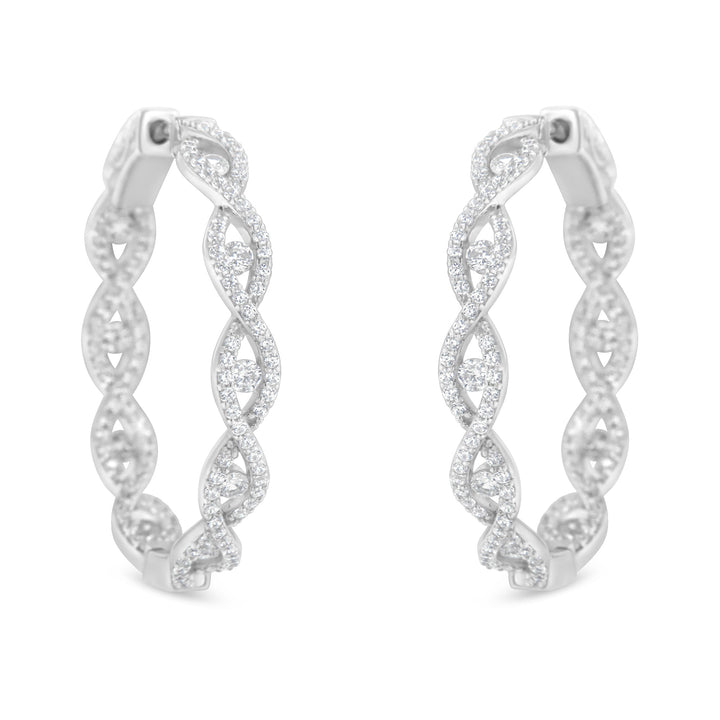 10K White Gold Diamond Hoop Earrings (1 1/2 cttw, H-I Color, I1-I2 Clarity)