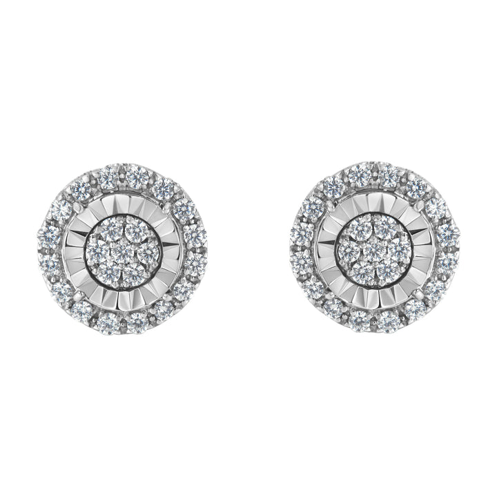 Sterling Silver Diamond Cluster Earrings (1 cttw, I-J Color, I2-I3 Clarity)