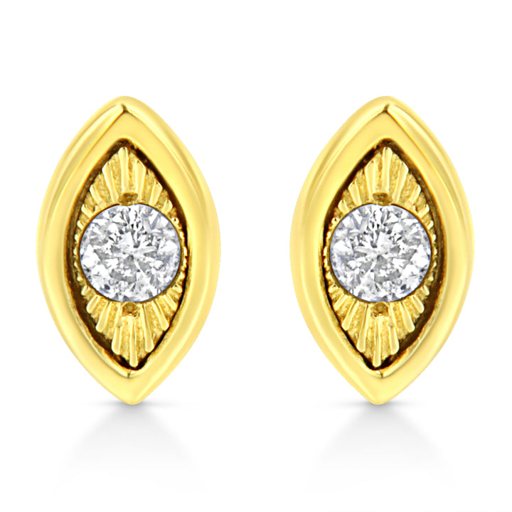 10K Yellow Gold Plated .925 Sterling Silver 1/10 Cttw Miracle-Set Diamond Circle Shape Stud Earrings (K-L Color, I2-I3 Clarity)