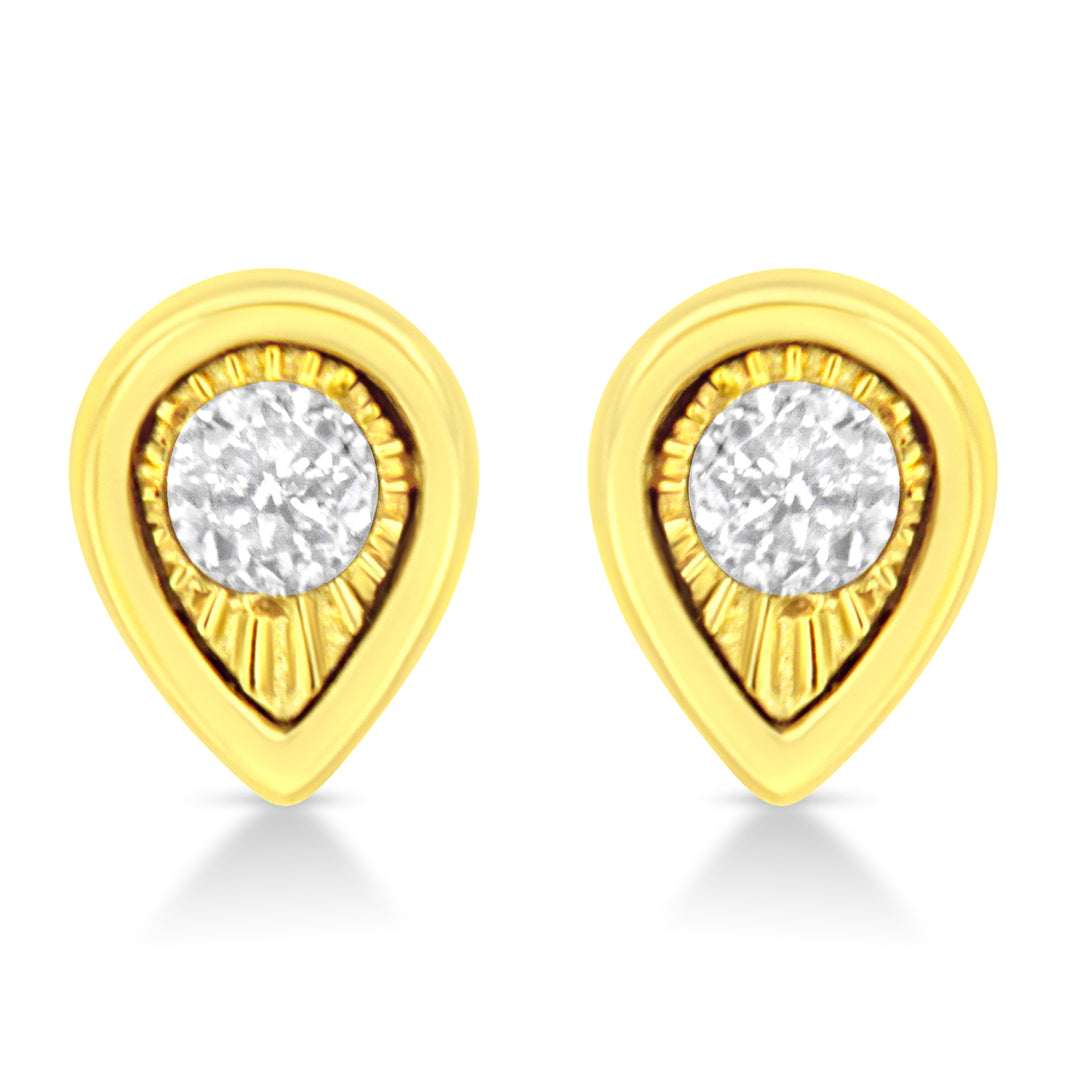 10K Yellow Gold Plated .925 Sterling Silver 1/10 Cttw Miracle-Set Diamond Circle Shape Stud Earrings (K-L Color, I2-I3 Clarity)