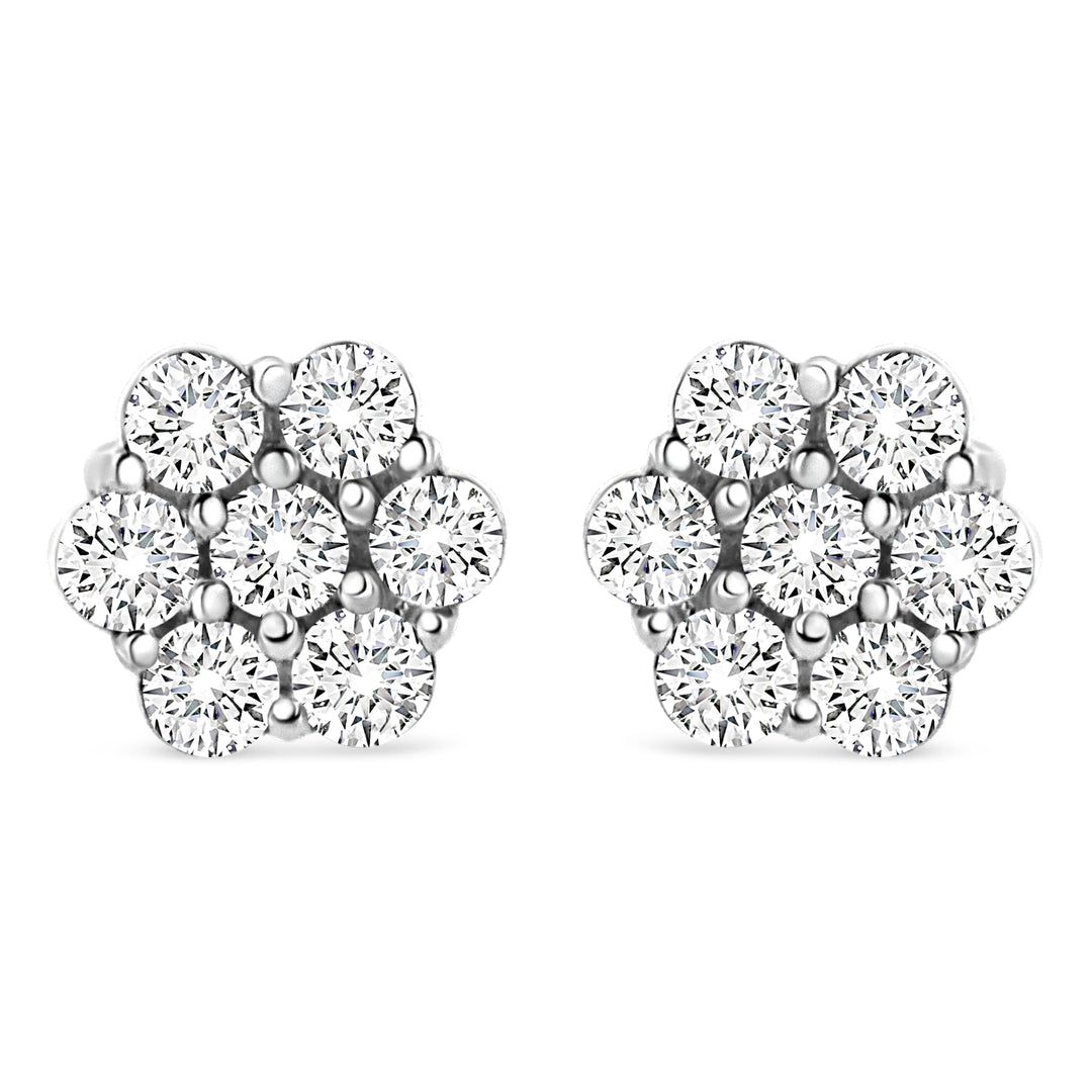 14K White Gold 1/2 cttw Round-Cut Diamond Floral Stud Earrings (I-J Color, SI2-I1 Clarity)
