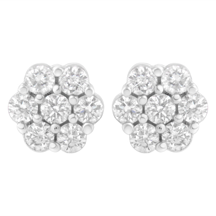 14KT White Gold 1 cttw Diamond Composite Stud Earrings (I-J, SI2-I1)