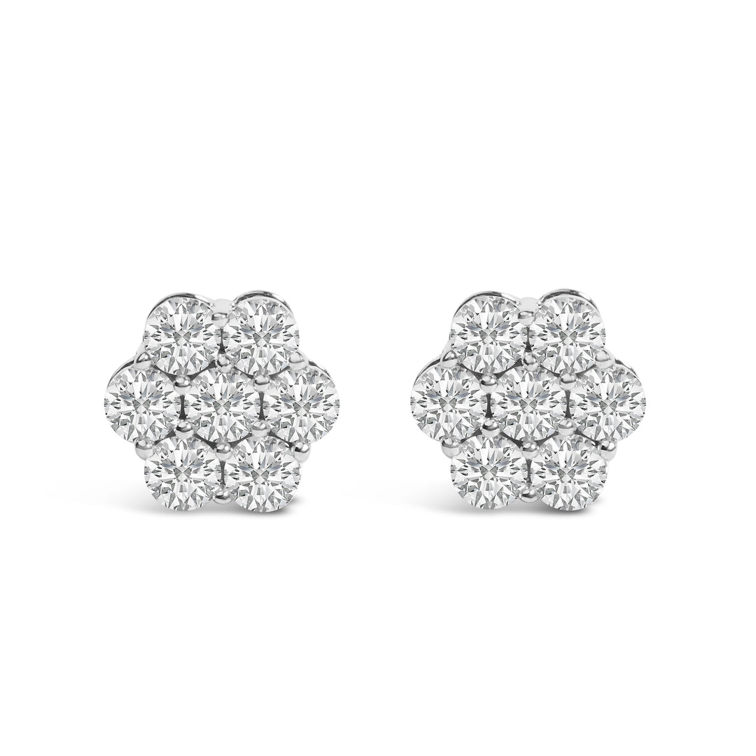 14KT White Gold 1 cttw Diamond Composite Stud Earrings (I-J, SI2-I1)