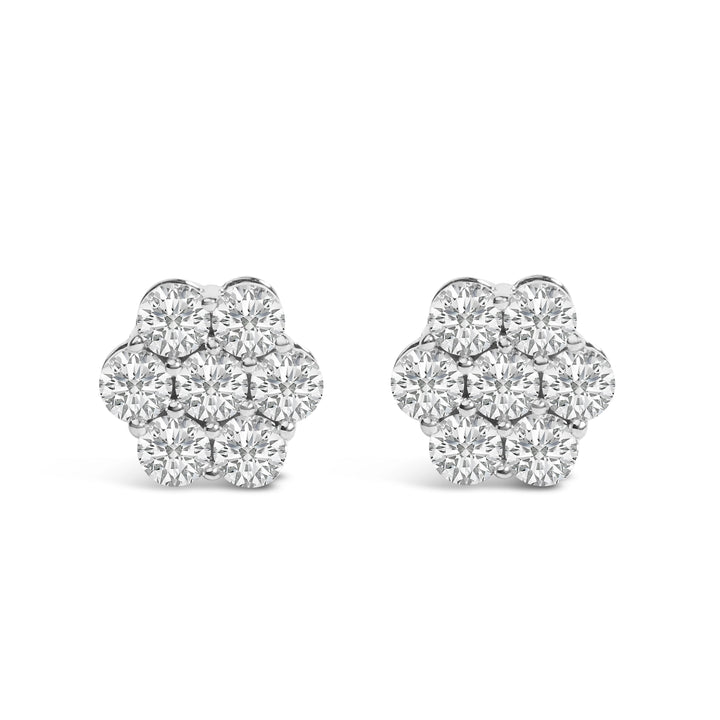 14KT White Gold 1 cttw Diamond Composite Stud Earrings (I-J, SI2-I1)