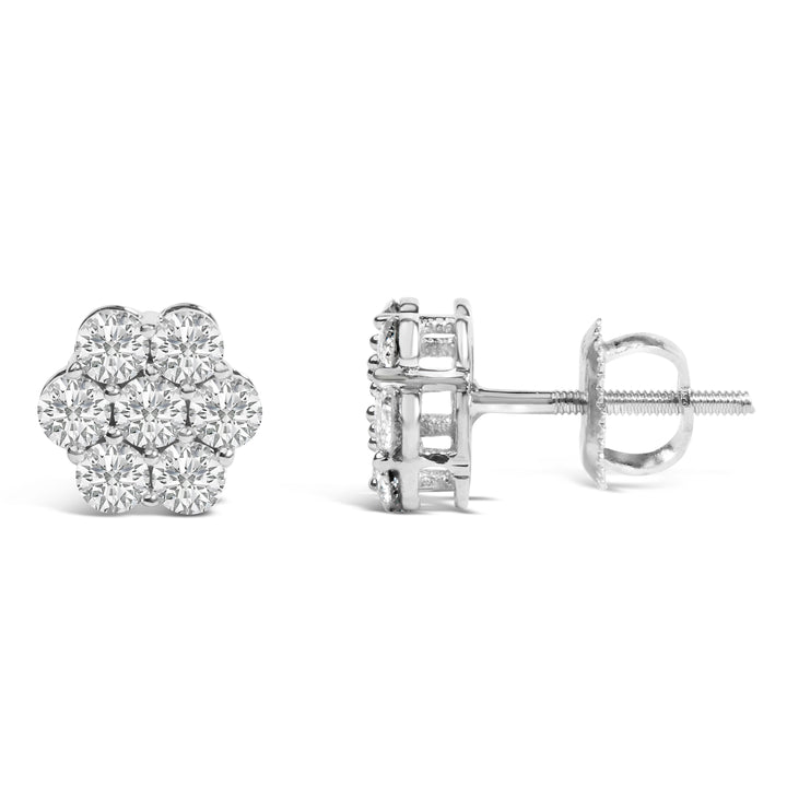 14KT White Gold 1 cttw Diamond Composite Stud Earrings (I-J, SI2-I1)
