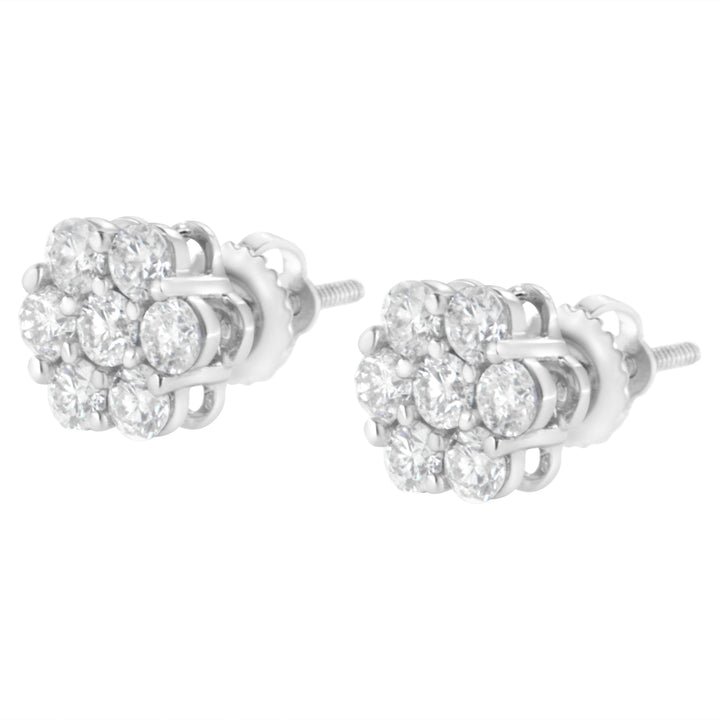 14KT White Gold 1 cttw Diamond Composite Stud Earrings (I-J, SI2-I1)