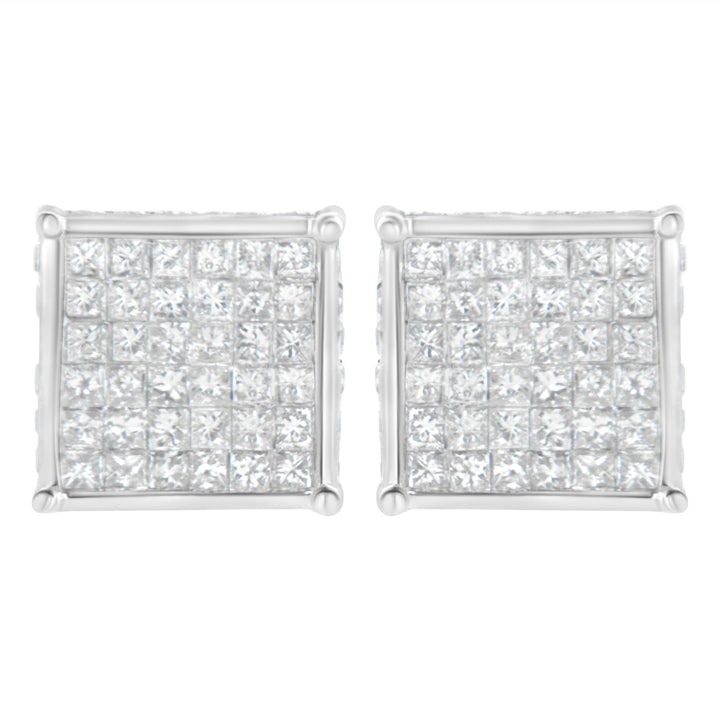 10K White Gold 2ct TDW Princess-Cut Composite Diamond Stud Earring (I-J ,I2-I3)