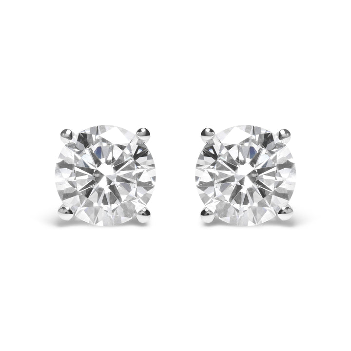 IGI Certified 14K White Gold 5.00 Cttw Round Brilliant-Cut Lab Grown Diamond Classic 4-Prong Stud Earrings with Screw Backs (F-G Color, SI1 Clarity)