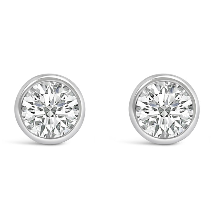 14K White Gold 1.0 Cttw Lab Grown Diamond Screw-Back Classic Bezel Solitaire Stud Earrings (G-H Color, VS2-SI1 Clarity)