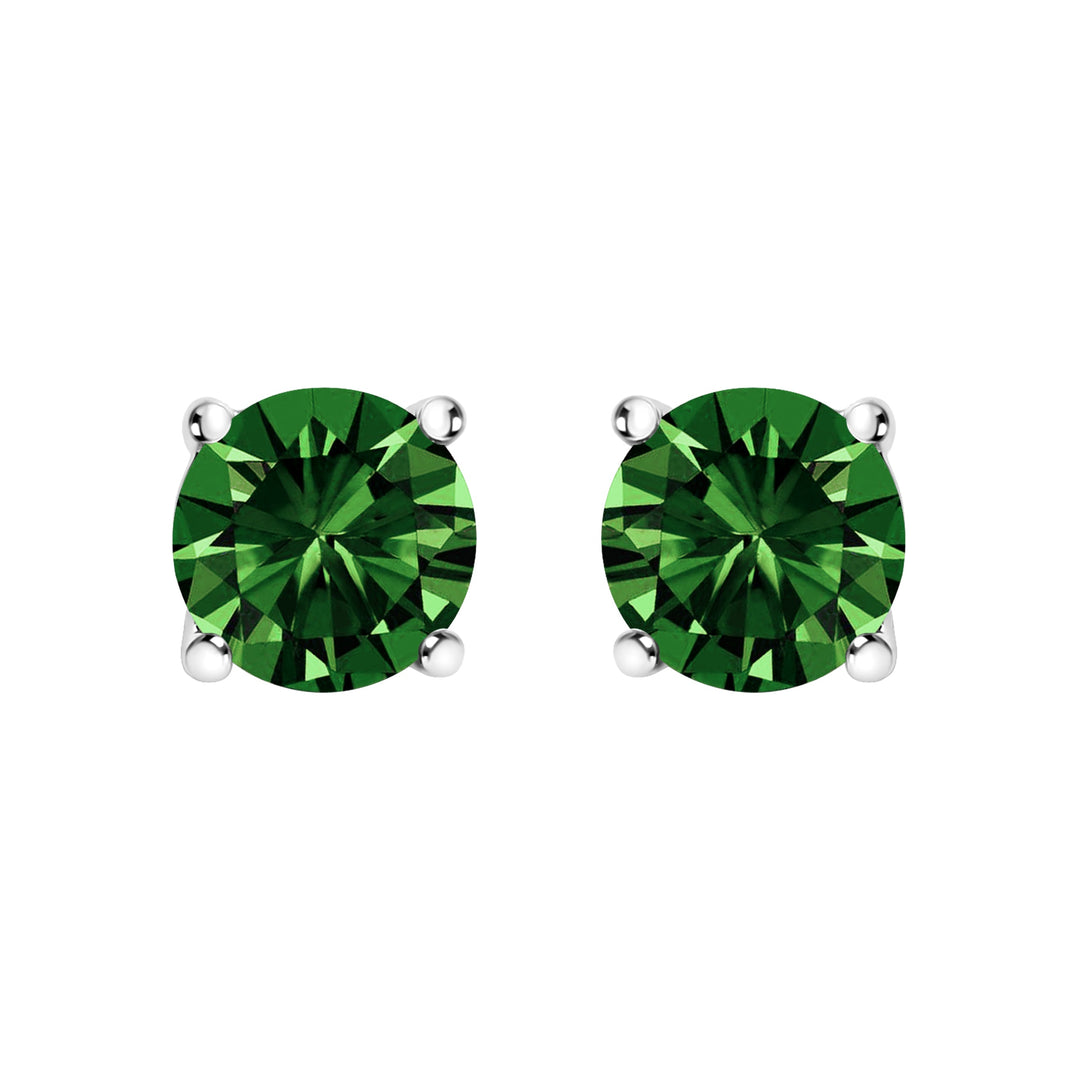14K White Gold 1/2 Cttw Lab Grown Green Diamond Classic Solitaire Stud Earrings with Pushback
