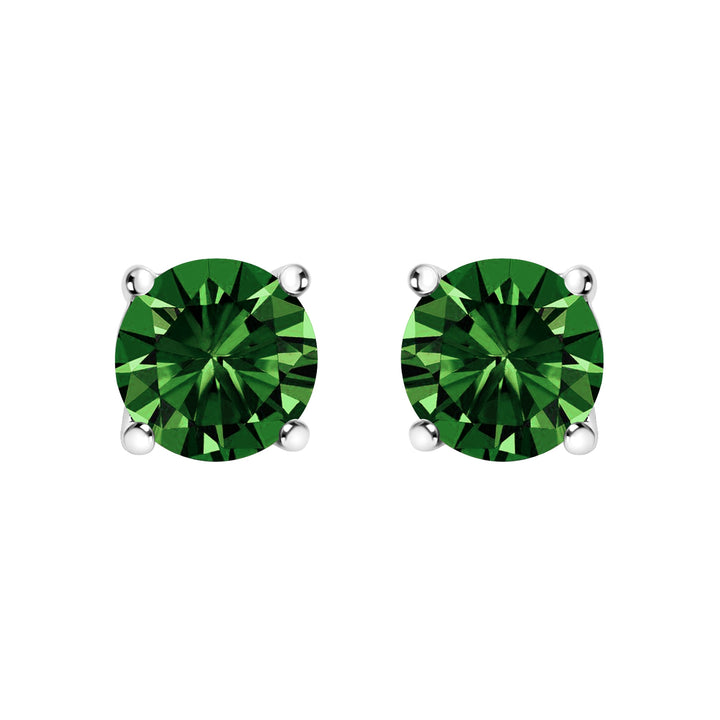 14K White Gold 1/2 Cttw Lab Grown Green Diamond Classic Solitaire Stud Earrings with Pushback