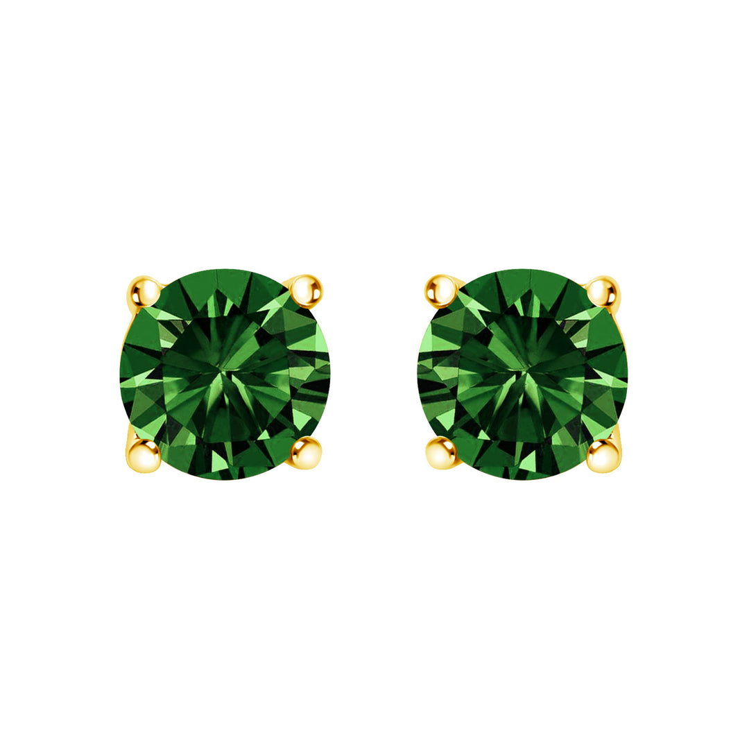 14K White Gold 1/2 Cttw Lab Grown Green Diamond Classic Solitaire Stud Earrings with Pushback