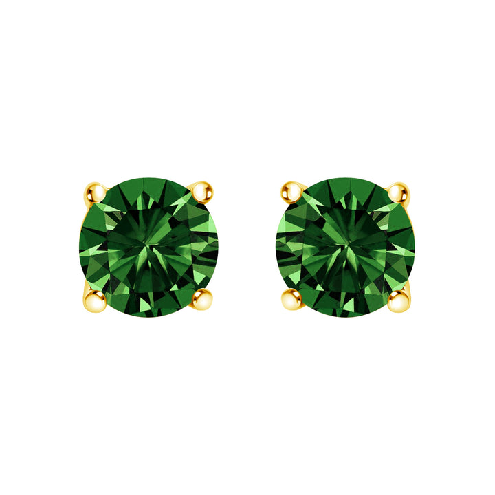 14K White Gold 1/2 Cttw Lab Grown Green Diamond Classic Solitaire Stud Earrings with Pushback