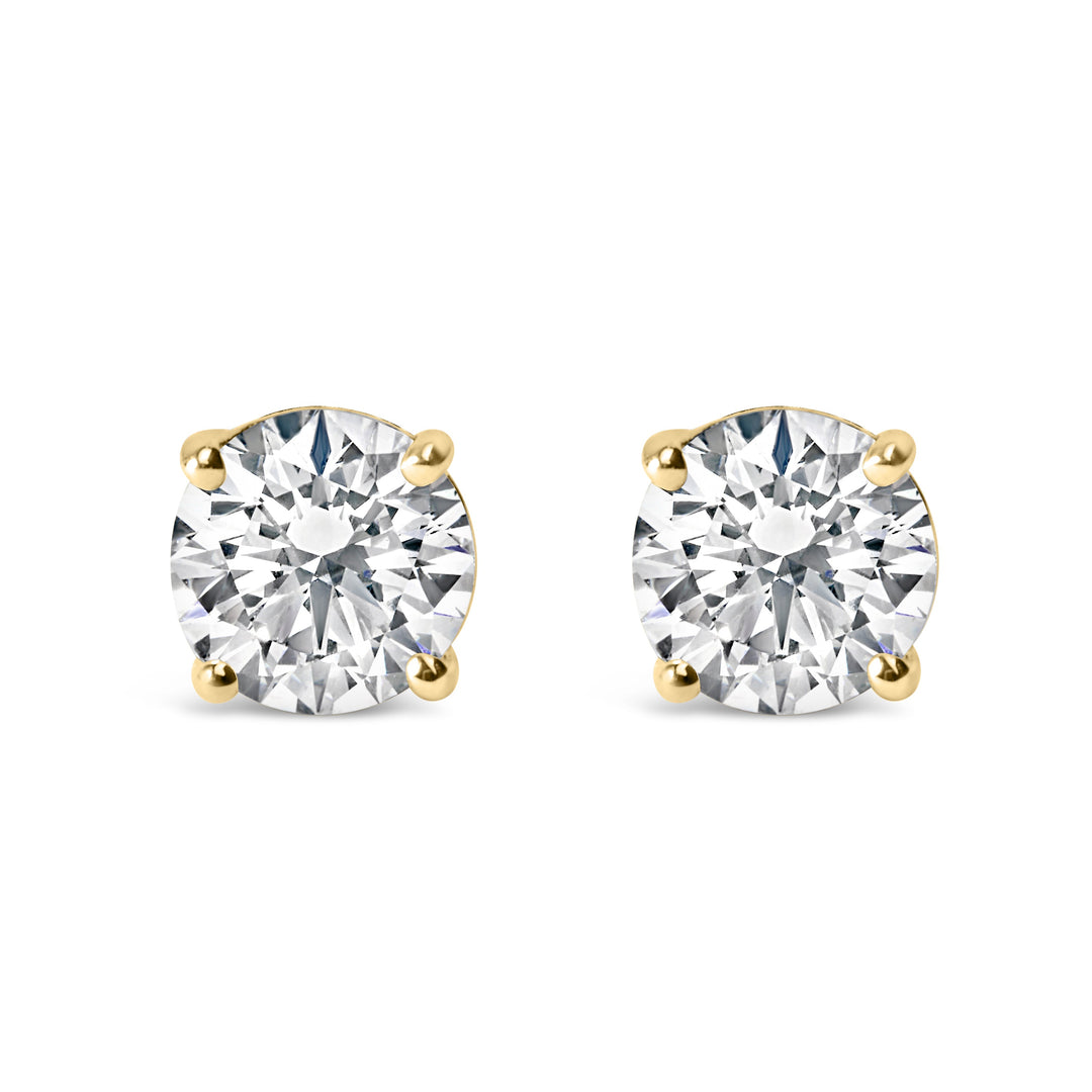 14K White Gold 1.0 Cttw Round Brilliant Cut Lab Grown White Diamond 4-Prong Classic Solitaire Stud Earrings (F-G Color, VS1-VS2 Clarity)