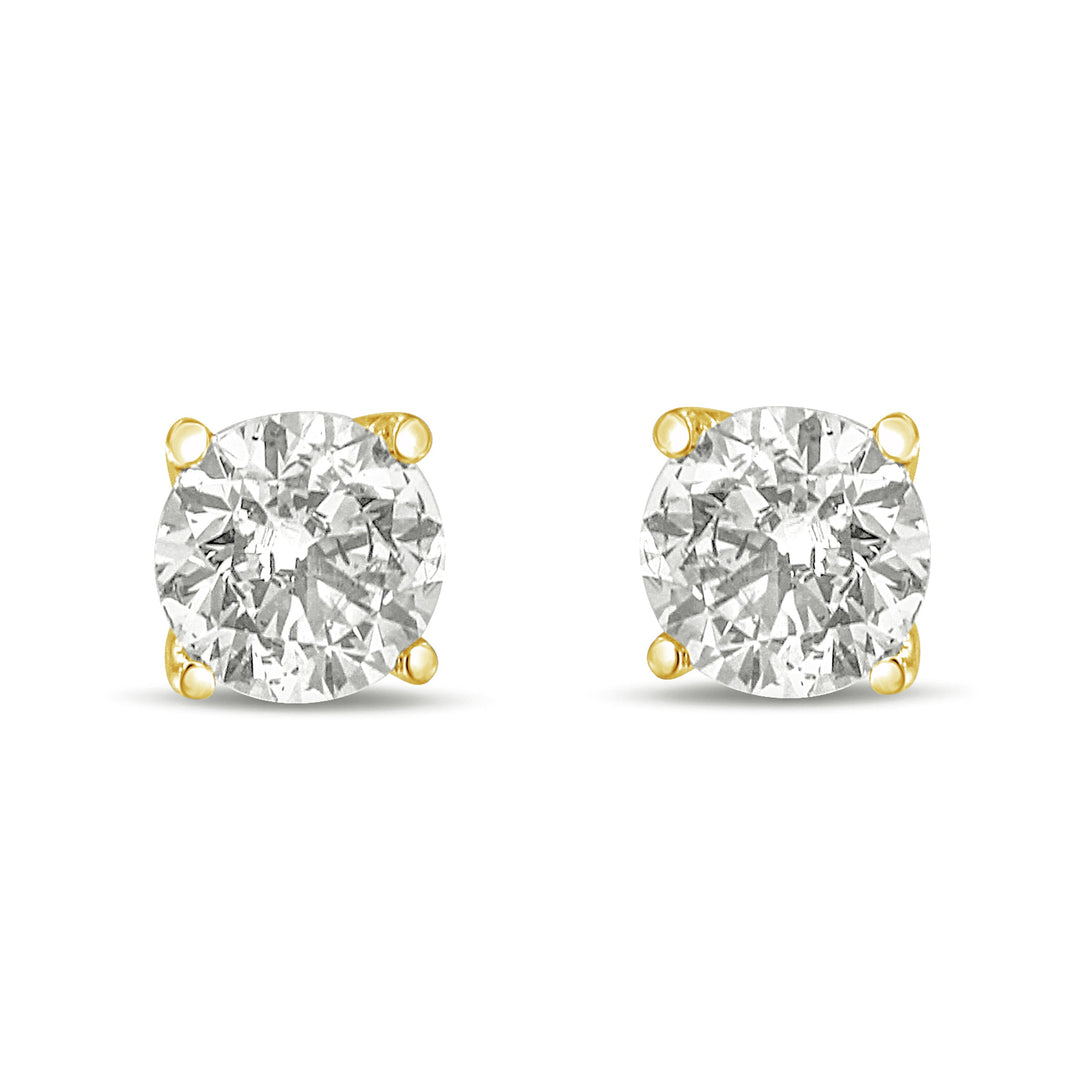 14K Yellow Gold 1.0 Cttw Lab Grown Diamond Solitaire Stud Earrings