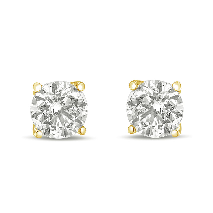 14K Yellow Gold 1.0 Cttw Lab Grown Diamond Solitaire Stud Earrings