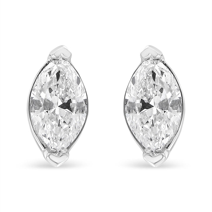 14K White Gold 4/5 Cttw Marquise Lab Grown Diamond Solitaire Stud Earrings