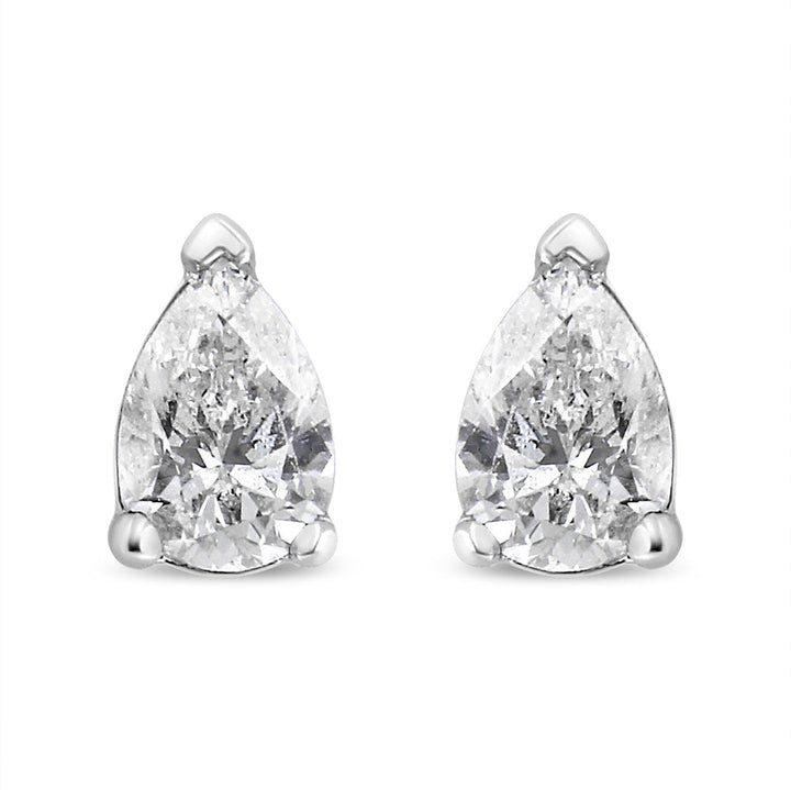 14K White Gold 1/2 Cttw Pear Shape Solitaire Lab Grown Diamond Stud Earrings (F-G Color, VS2-SI1 Clarity)